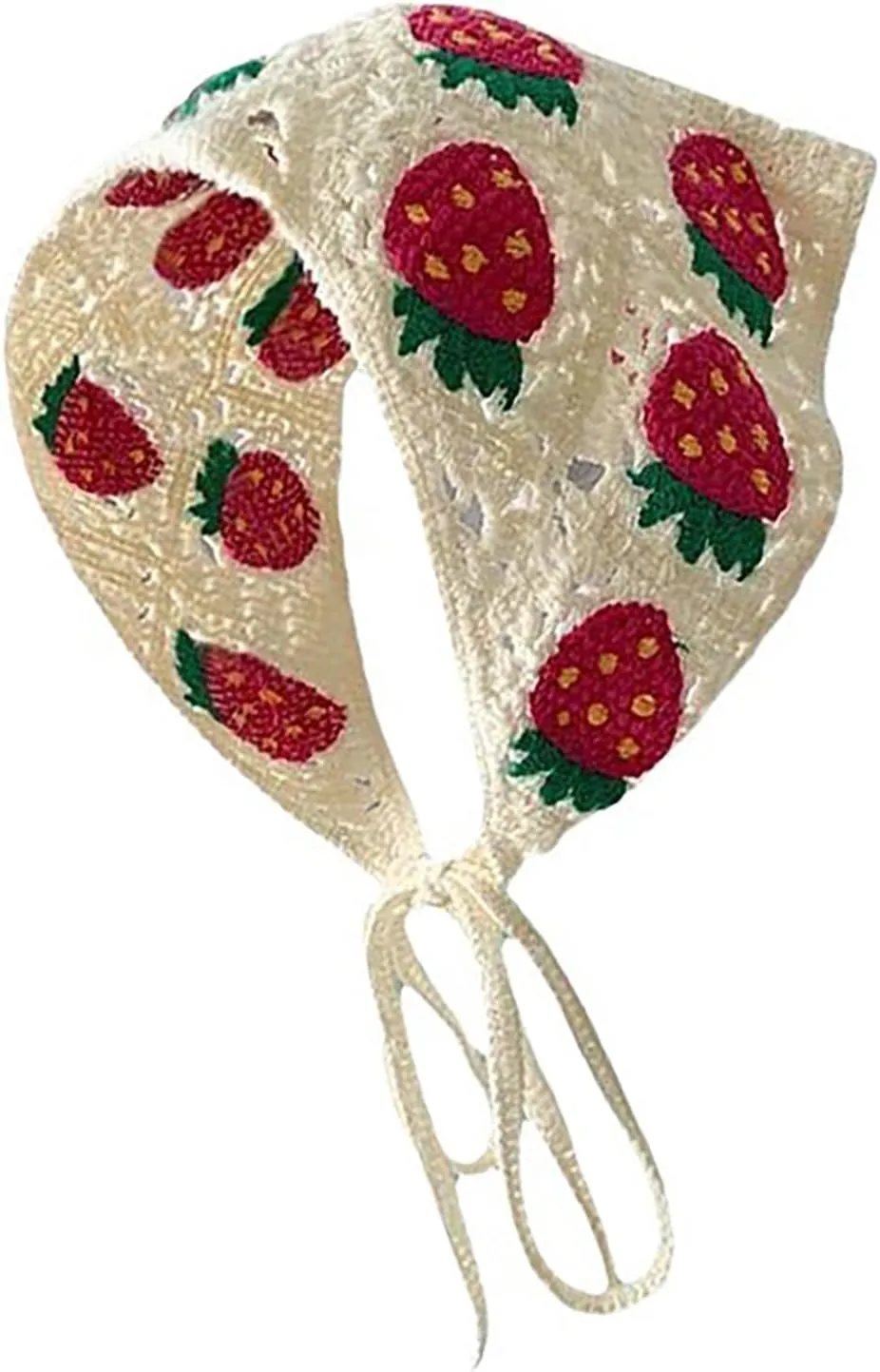 1 PCS Strawberry Bandana Kerchief Crochet Bandanas Headbands Hair Covering Hair Bands Head Wrap Strawberry Headscarf Triangle
