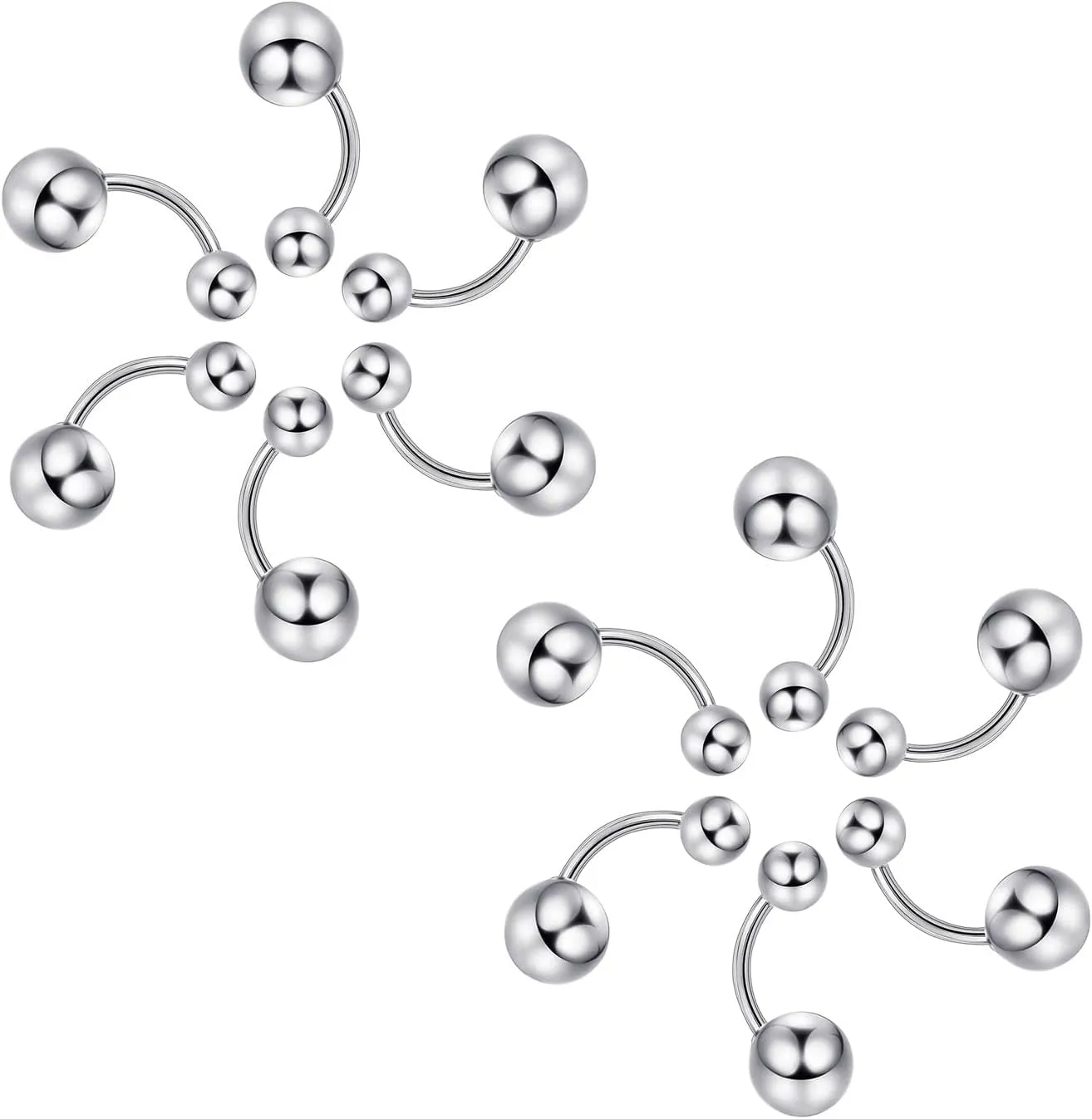 10/120 PCS Nose Studs, Silver Stainless Steel Nose Jewelry with Ball Ends Piercing Jewelry Earrings