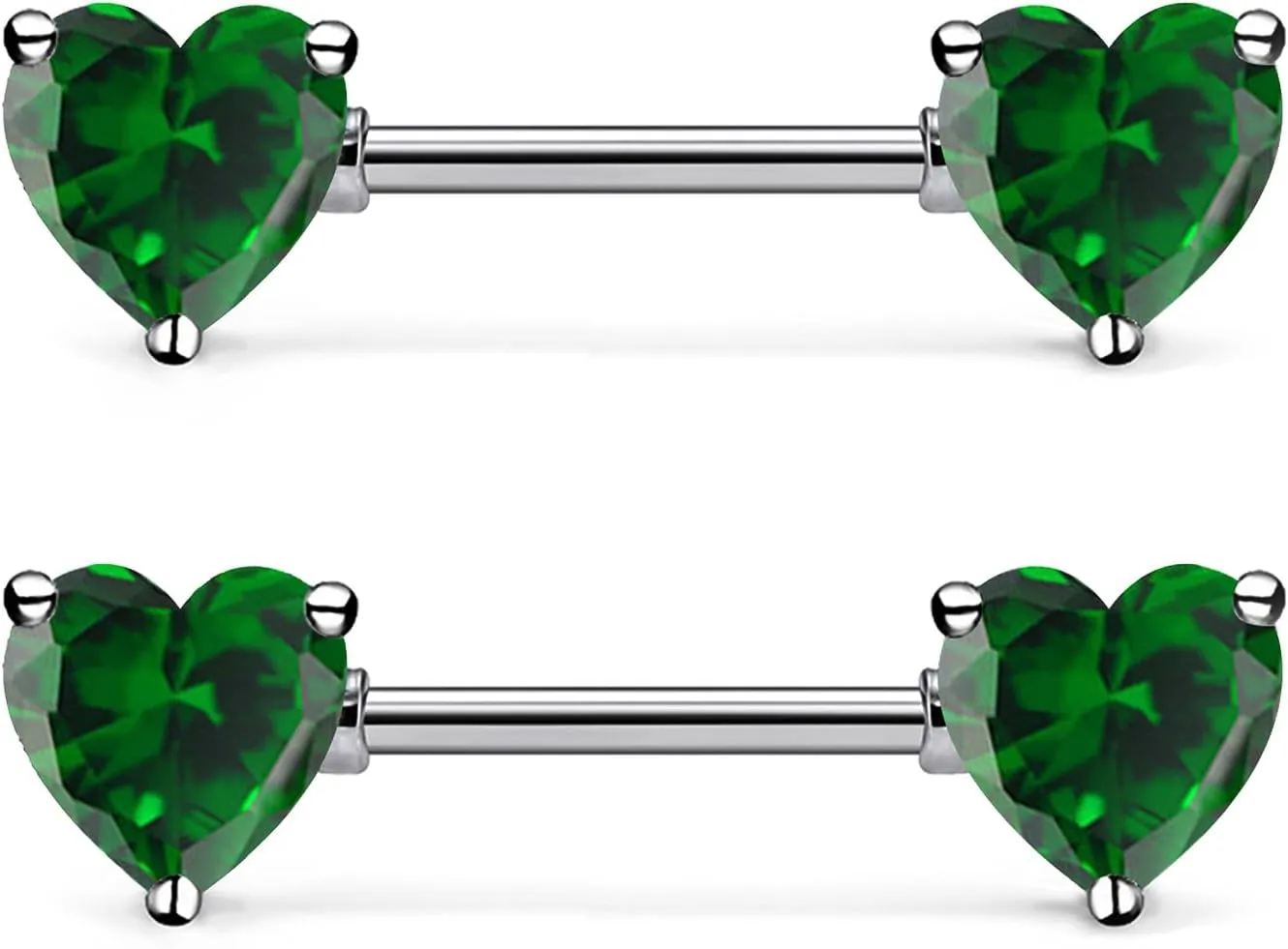 14G ASTM F136 Titanium Nipple Piercing Jewelry Heart CZ Nipple Barbell Jewelry Internally Threaded G23 Solid Titanium Nipple Piercing Barbell Ring Jewelry for Women Men 14 Gauge
