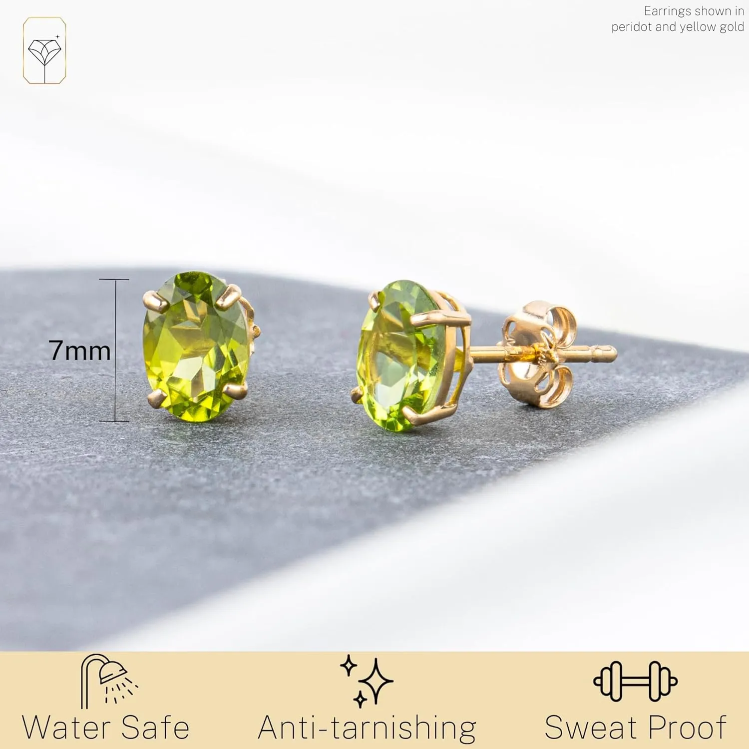 14k Gold Oval Stud Earrings for Women with Push Backs | 7x5mm Gemstone Birthstone Earrings | Real 14 Karat Gold Earrings Studs | Hypoallergenic Gemstone Stud Earrings for Women by MAX   STONE