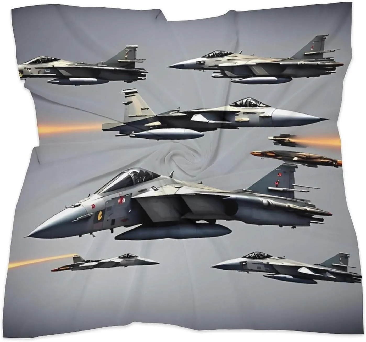 18" Silk Scarf Lightweight Satin Aircraft Fighter Jets Head Scarf Fashion Neck Head Scarves Headband Silk Scarves for Women Men Boho Hair Wrap Kerchief Hair Bandanas Square Neckerchief