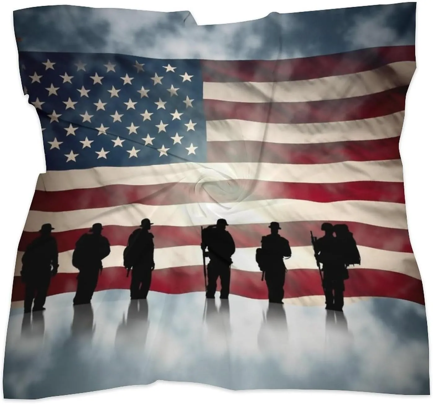 18" Silk Scarf Lightweight Satin American Flag Veterans Day Head Scarf Fashion Neck Head Scarves Headband Silk Scarves for Women Men Boho Hair Wrap Kerchief Hair Bandanas Square Neckerchief