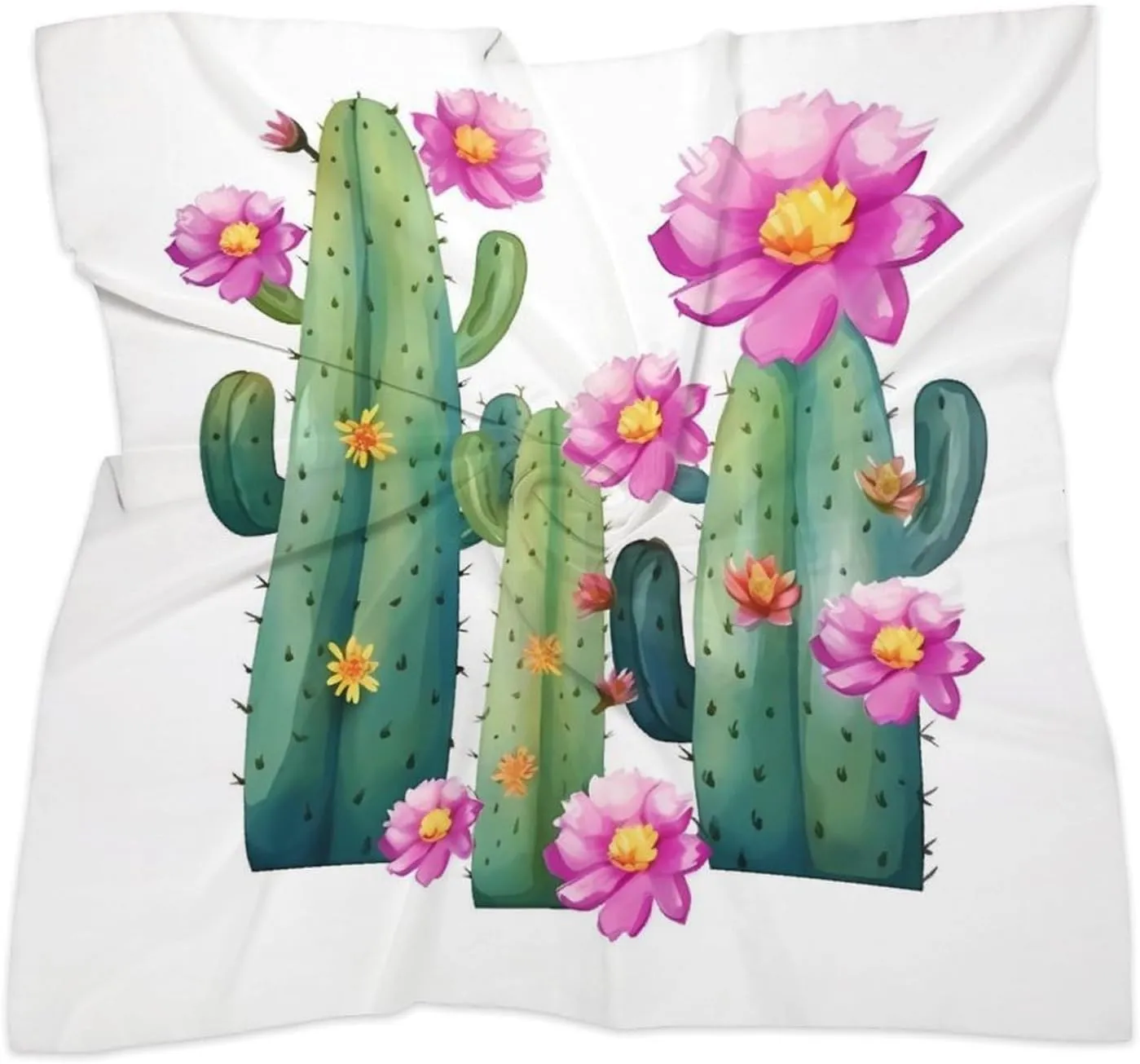 18" Silk Scarf Lightweight Satin Cactus Flower Head Scarf Fashion Neck Head Scarves Headband Silk Scarves for Women Men Boho Hair Wrap Kerchief Hair Bandanas Square Neckerchief