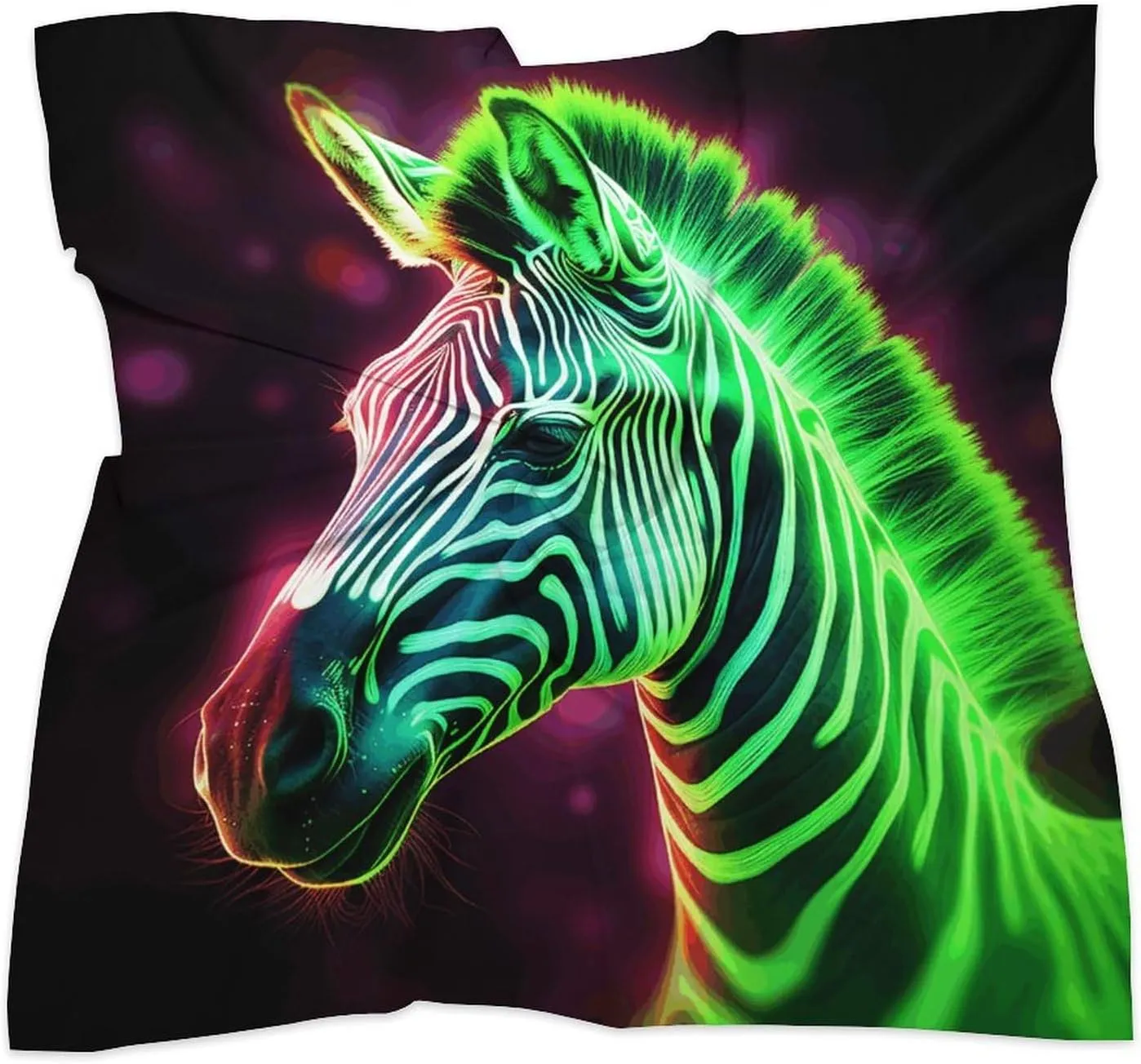 18" Silk Scarf Lightweight Satin Glowing Zebra Head Scarf Fashion Neck Head Scarves Headband Silk Scarves for Women Men Boho Hair Wrap Kerchief Hair Bandanas Square Neckerchief