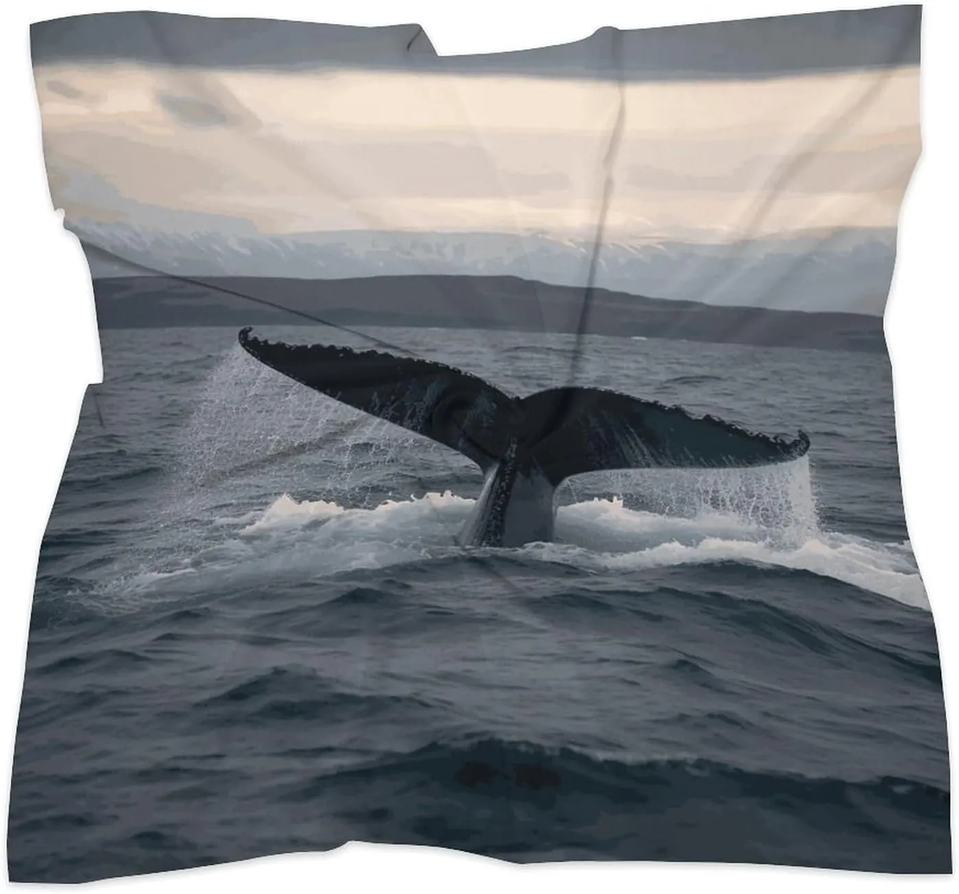 18" Silk Scarf Lightweight Satin Humpback Whale Tail Ocean Head Scarf Fashion Neck Head Scarves Headband Silk Scarves for Women Men Boho Hair Wrap Kerchief Hair Bandanas Square Neckerchief