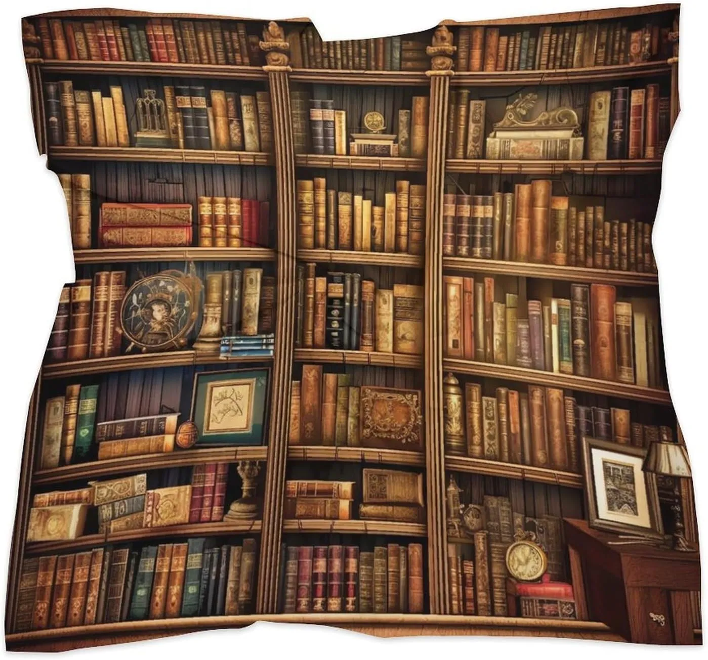 18" Silk Scarf Lightweight Satin Library Bookshelf Book Head Scarf Fashion Neck Head Scarves Headband Silk Scarves for Women Men Boho Hair Wrap Kerchief Hair Bandanas Square Neckerchief