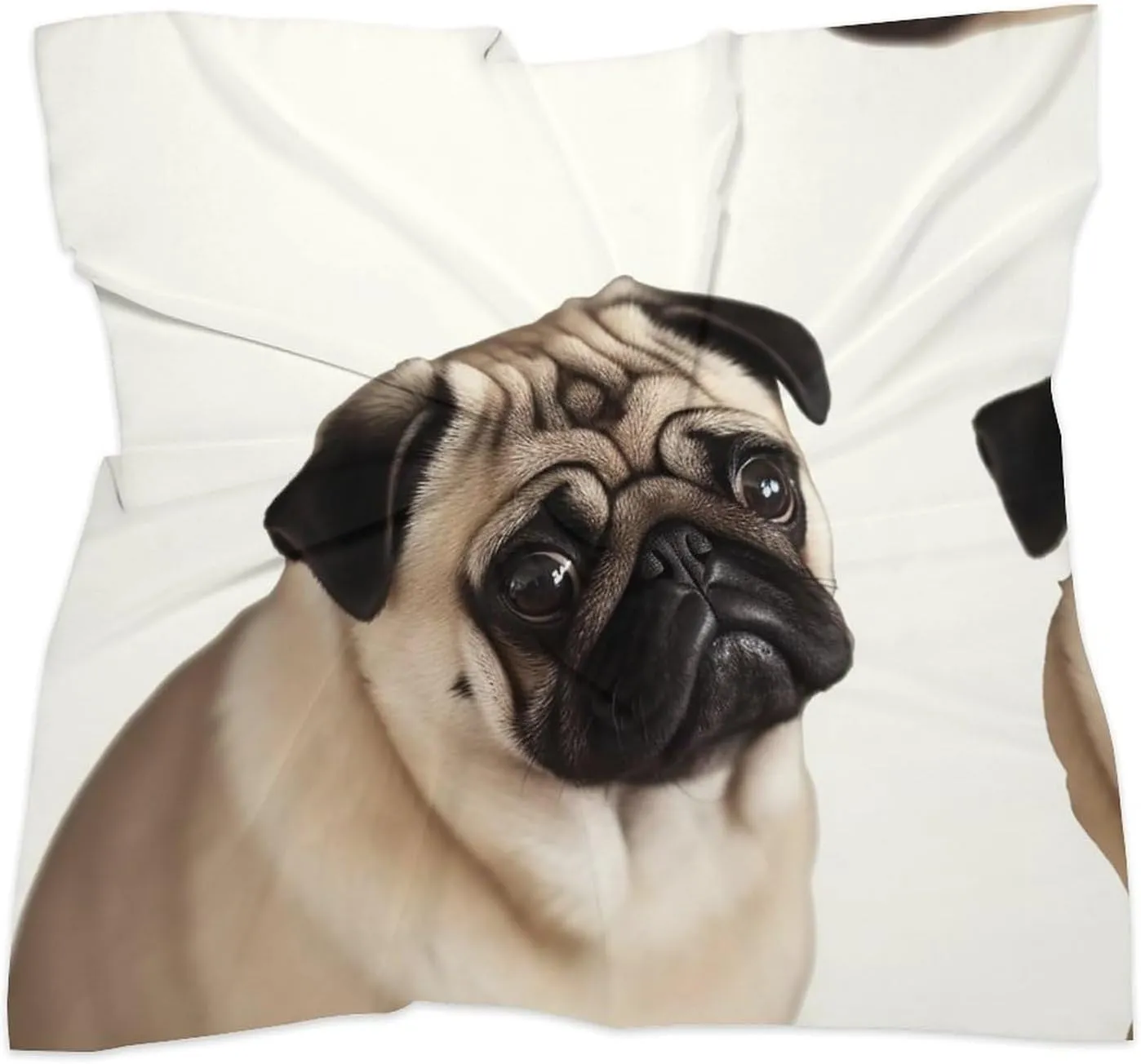 18" Silk Scarf Lightweight Satin Pug Dog Head Scarf Fashion Neck Head Scarves Headband Silk Scarves for Women Men Boho Hair Wrap Kerchief Hair Bandanas Square Neckerchief