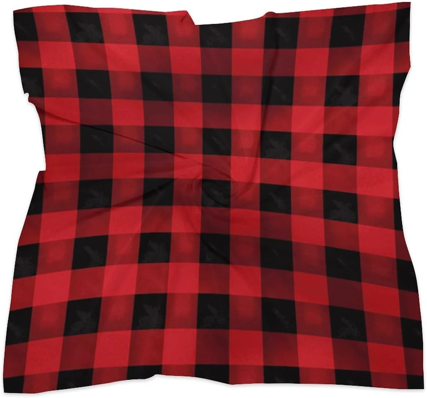 18" Silk Scarf Lightweight Satin Red Black Buffalo Check Plaid Head Scarf Fashion Neck Head Scarves Headband Silk Scarves for Women Men Boho Hair Wrap Kerchief Hair Bandanas Square Neckerchief