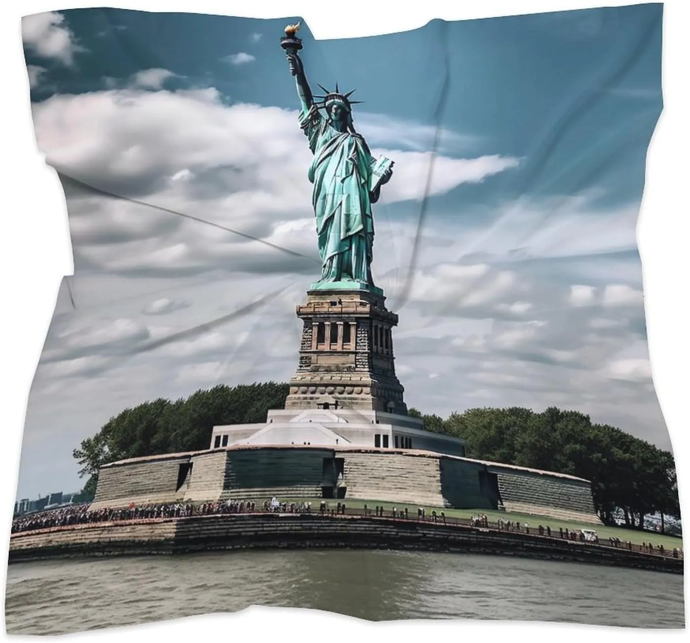 18" Silk Scarf Lightweight Satin Statue Of Liberty In NYC Head Scarf Fashion Neck Head Scarves Headband Silk Scarves for Women Men Boho Hair Wrap Kerchief Hair Bandanas Square Neckerchief