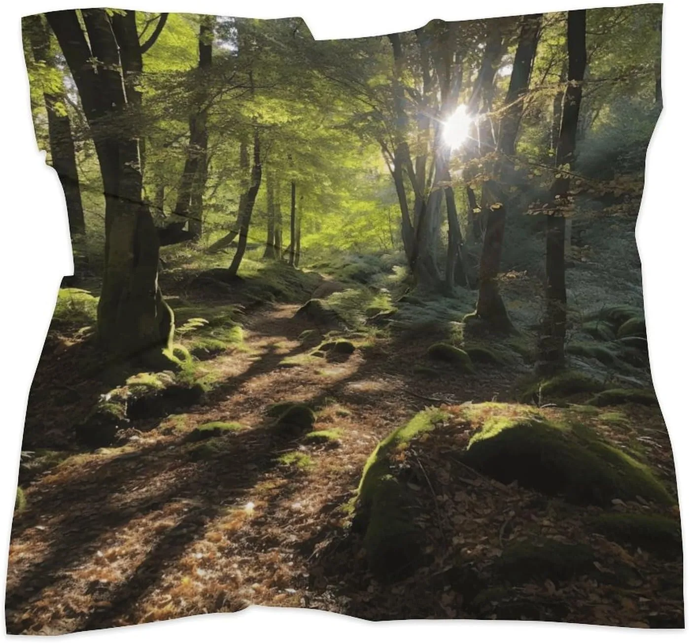 18" Silk Scarf Lightweight Satin Sunshine in The Woods Head Scarf Fashion Neck Head Scarves Headband Silk Scarves for Women Men Boho Hair Wrap Kerchief Hair Bandanas Square Neckerchief