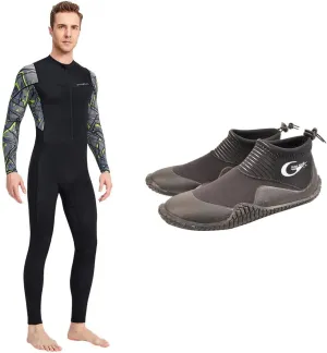 2 Pieces Wetsuit, Neoprene Dive Boots, Scuba Diving Surf Wetsuit Booties for Men Women 3MM-8y, Dive Skins for Women Men Full Body Swimsuit Rash Guard Scuba Skin Thin Wetsuit-L