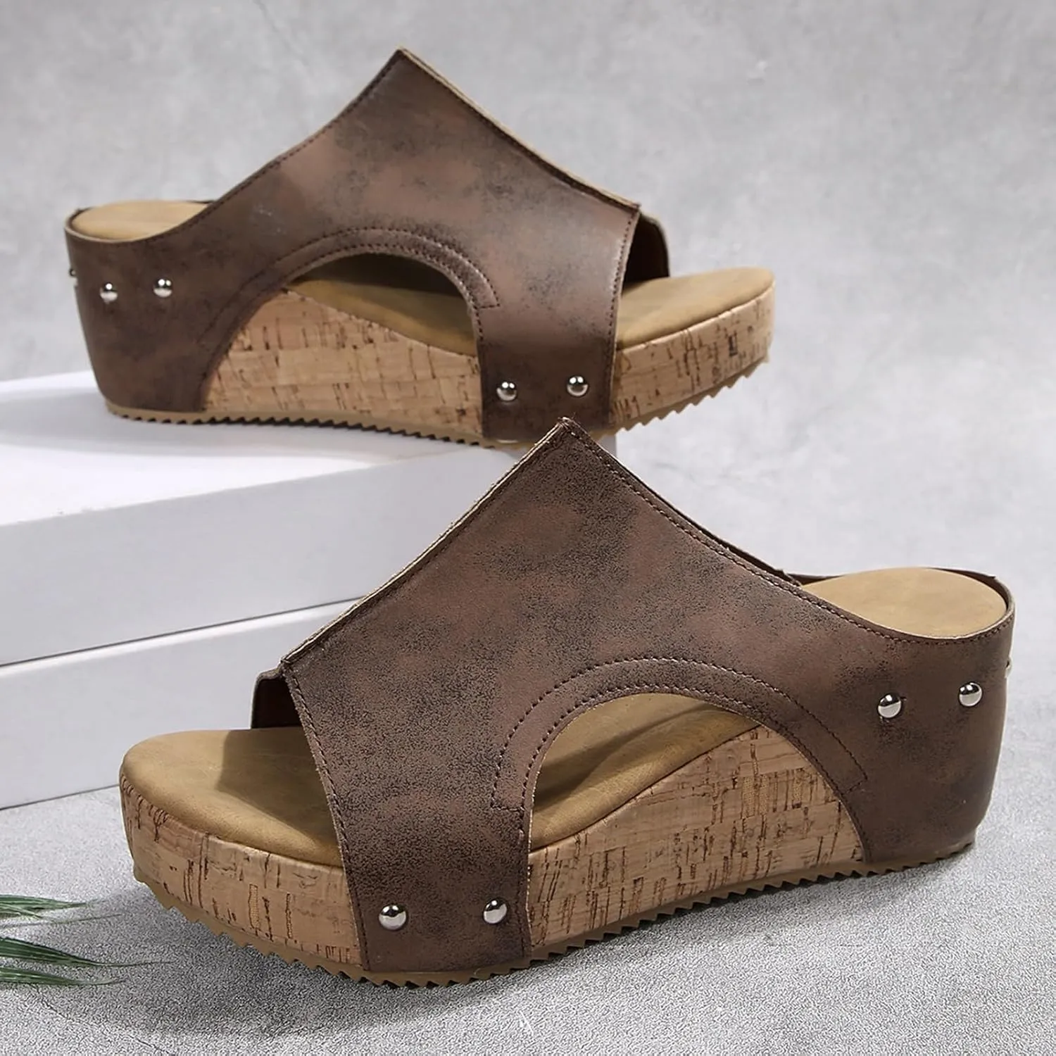 2025 Summer Sandals for Women,Women's Orthopedic Arch Support Wedge & Platform Chunky Heels, Beach Dressy Casual Walking Shoes,Slip On Sandals,Comfortable Wide Width Walking Dress Shoes