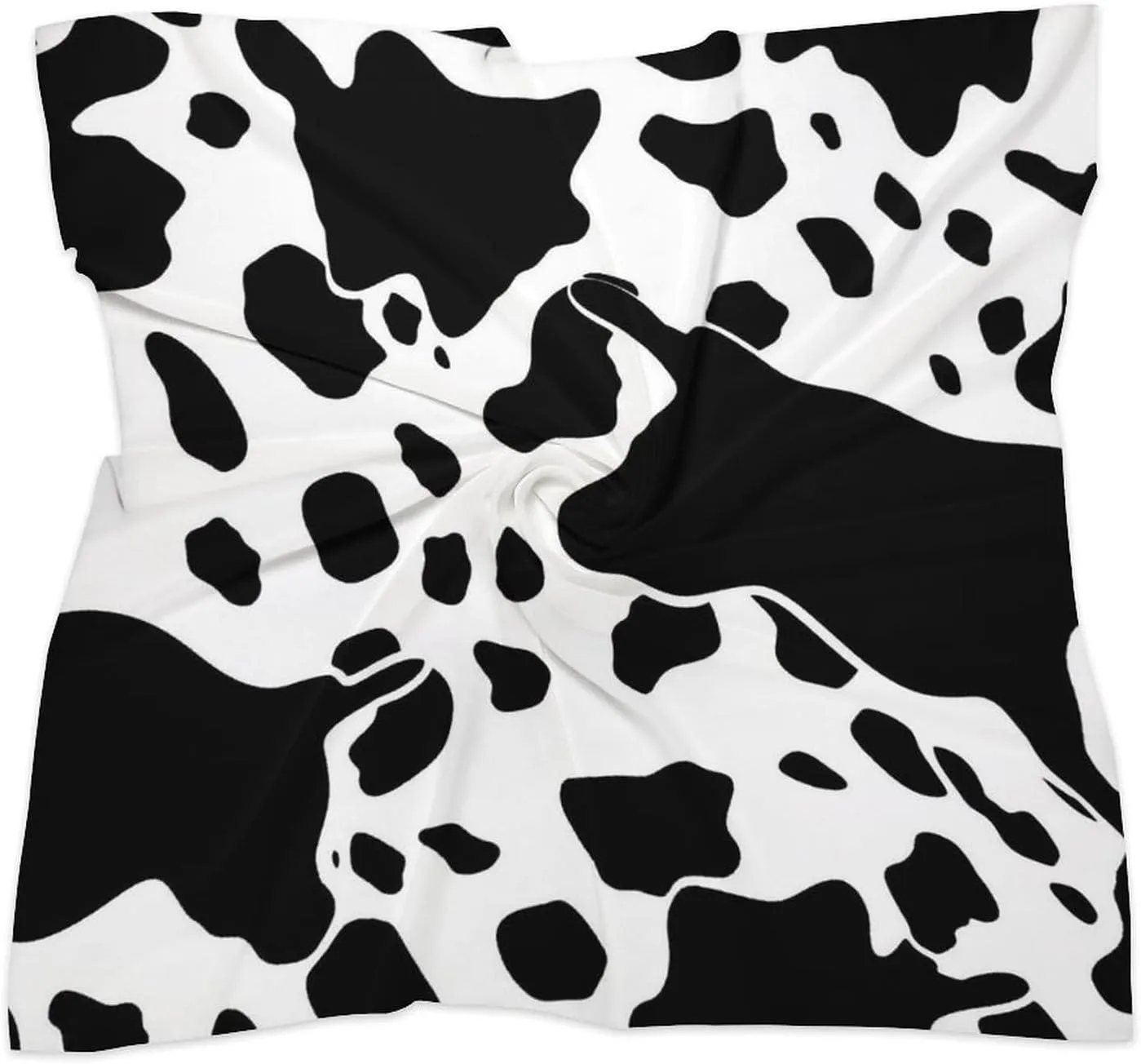 25" Silk Scarf Lightweight Satin Black White Cow Head Scarf Fashion Neck Head Scarves Headband Silk Scarves for Women Men Boho Hair Wrap Kerchief Hair Bandanas Square Neckerchief