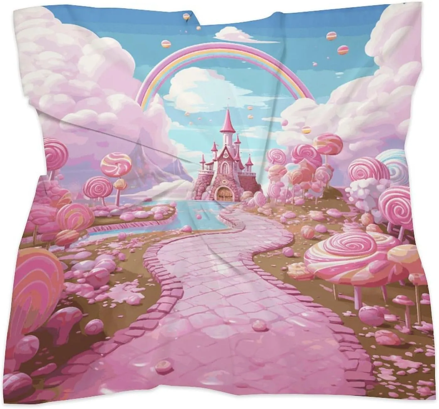 25" Silk Scarf Lightweight Satin Candy Land Head Scarf Fashion Neck Head Scarves Headband Silk Scarves for Women Men Boho Hair Wrap Kerchief Hair Bandanas Square Neckerchief