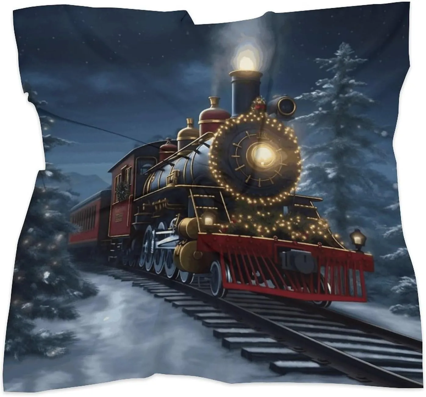 25" Silk Scarf Lightweight Satin Christmas Train Head Scarf Fashion Neck Head Scarves Headband Silk Scarves for Women Men Boho Hair Wrap Kerchief Hair Bandanas Square Neckerchief