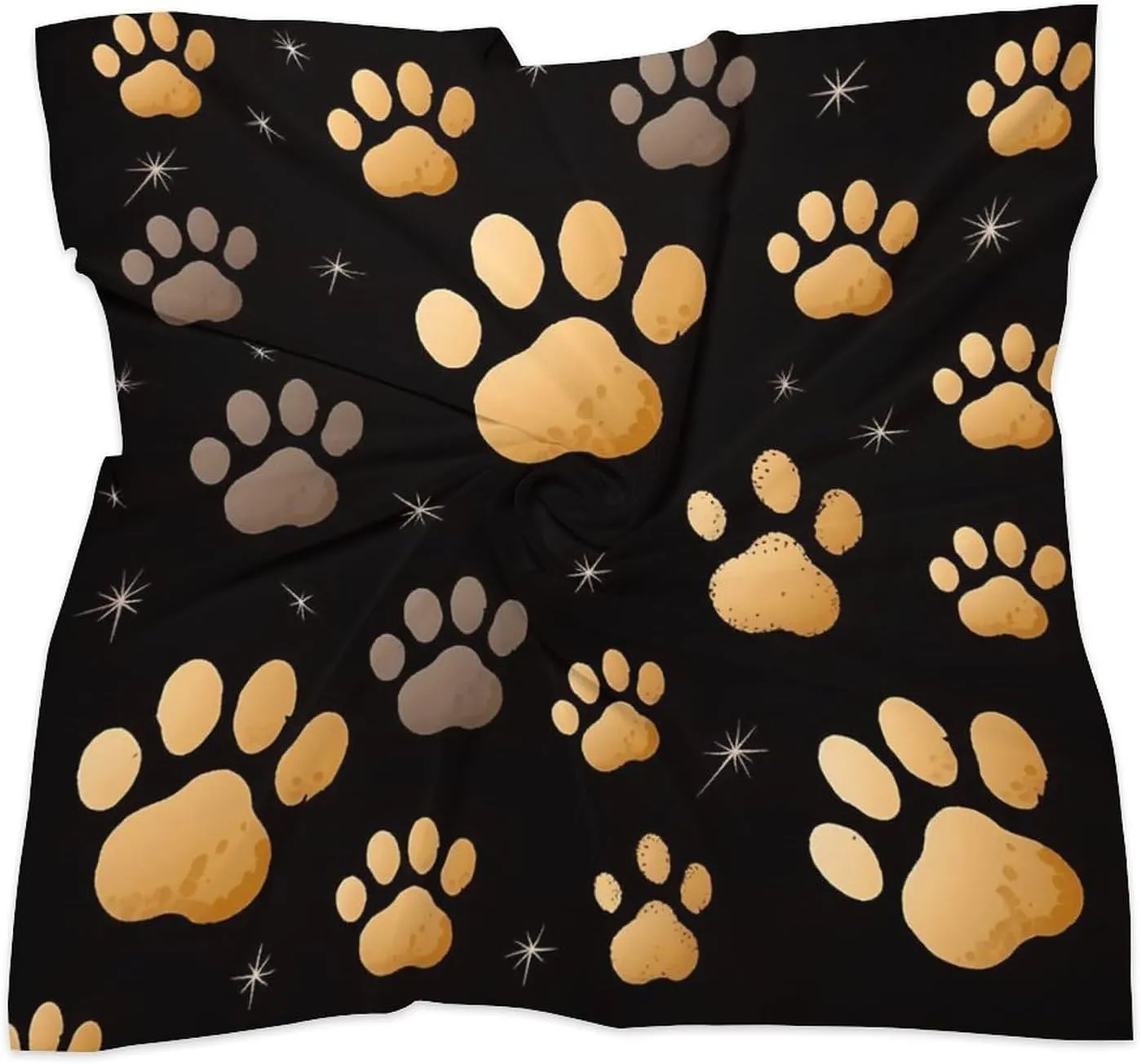25" Silk Scarf Lightweight Satin Dog Paw Print Head Scarf Fashion Neck Head Scarves Headband Silk Scarves for Women Men Boho Hair Wrap Kerchief Hair Bandanas Square Neckerchief