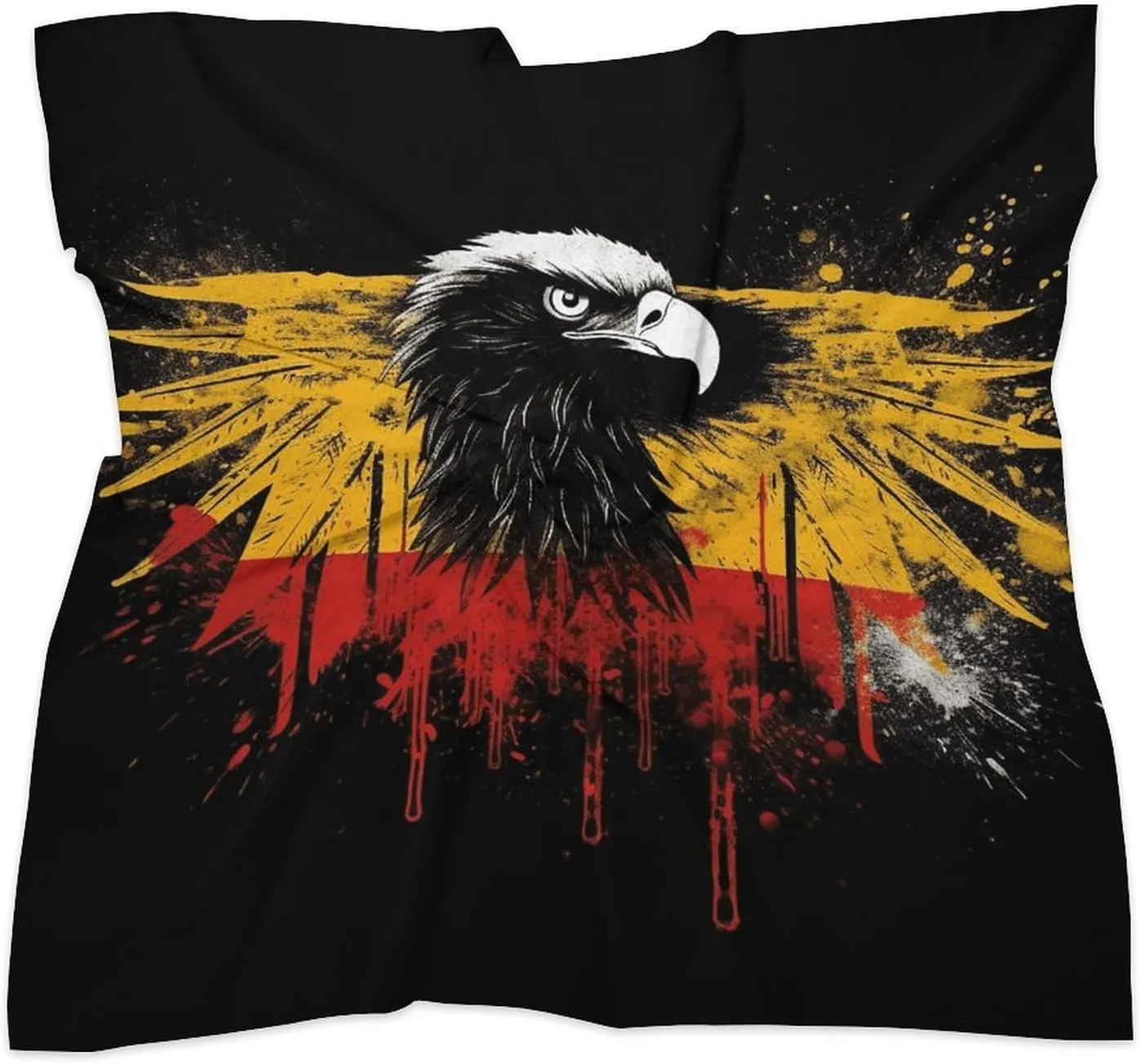 25" Silk Scarf Lightweight Satin Germany Flag Eagle Head Scarf Fashion Neck Head Scarves Headband Silk Scarves for Women Men Boho Hair Wrap Kerchief Hair Bandanas Square Neckerchief