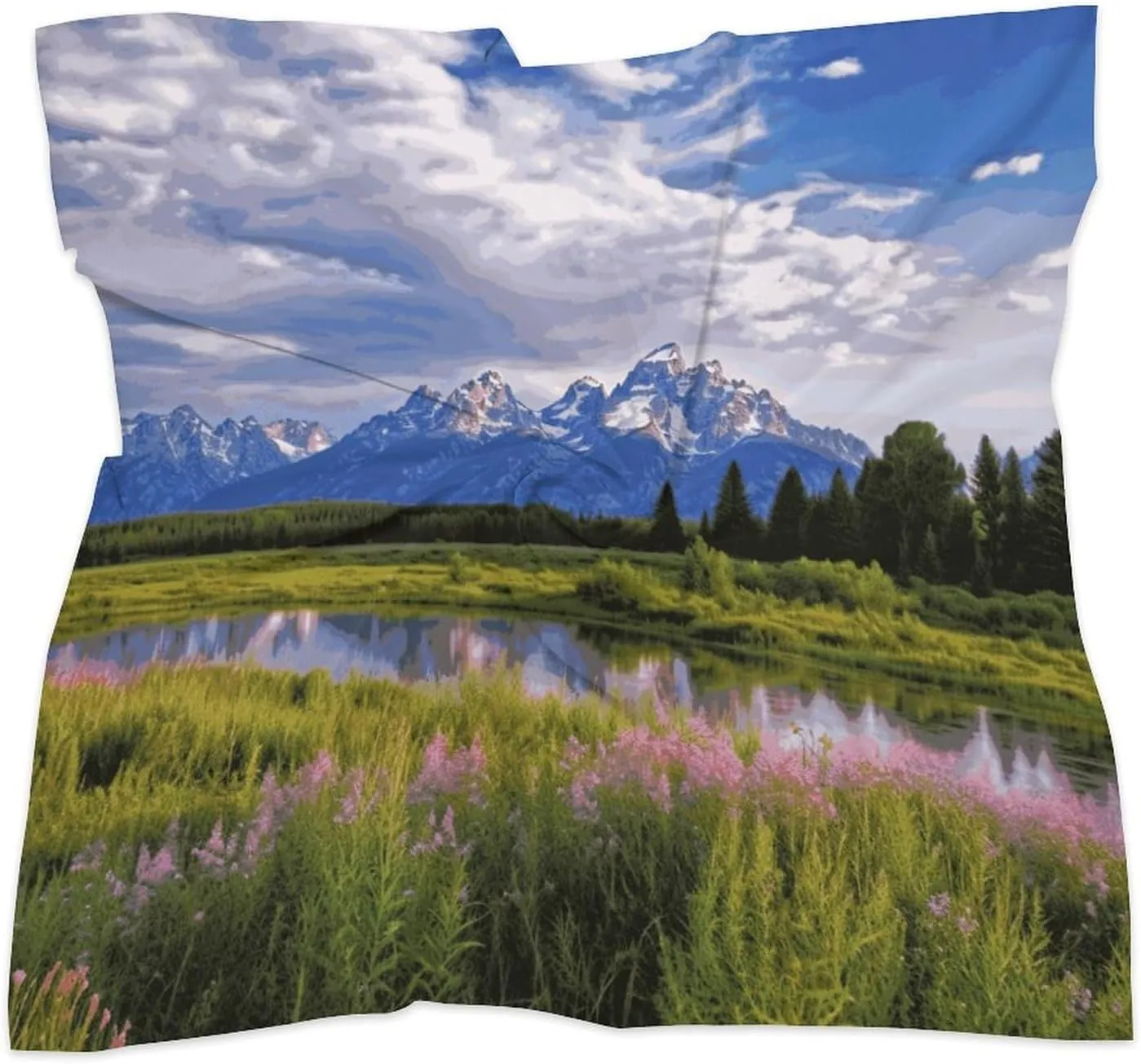 25" Silk Scarf Lightweight Satin Grand Teton National Park Head Scarf Fashion Neck Head Scarves Headband Silk Scarves for Women Men Boho Hair Wrap Kerchief Hair Bandanas Square Neckerchief