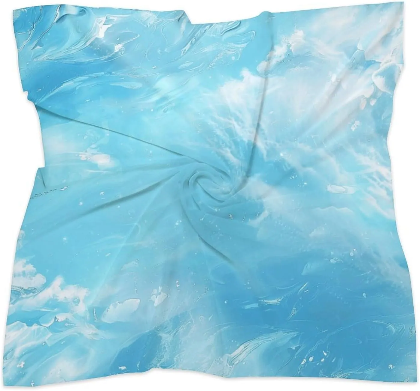 25" Silk Scarf Lightweight Satin Light Blue Image Head Scarf Fashion Neck Head Scarves Headband Silk Scarves for Women Men Boho Hair Wrap Kerchief Hair Bandanas Square Neckerchief