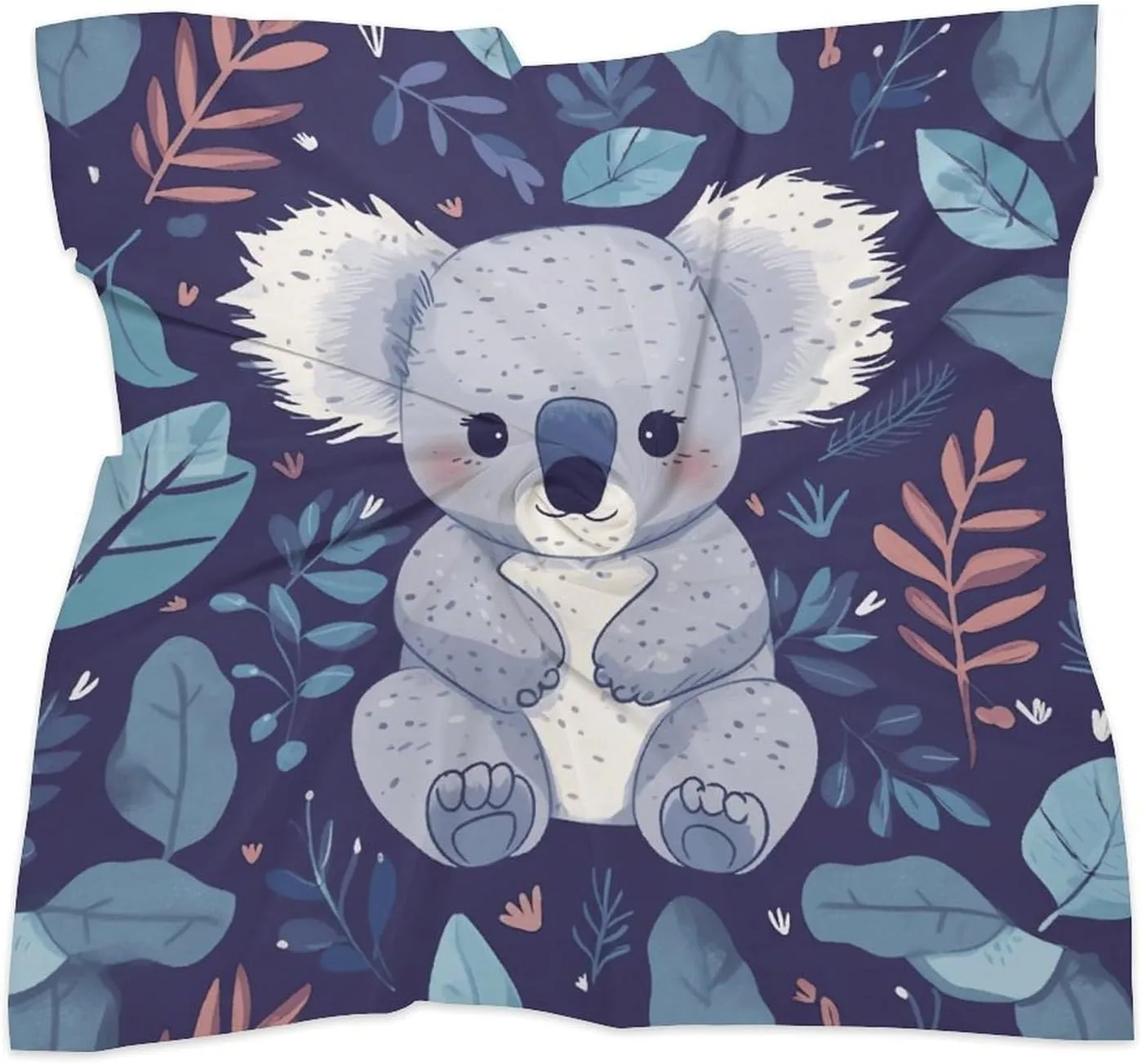 25" Silk Scarf Lightweight Satin Lovely Koala Head Scarf Fashion Neck Head Scarves Headband Silk Scarves for Women Men Boho Hair Wrap Kerchief Hair Bandanas Square Neckerchief
