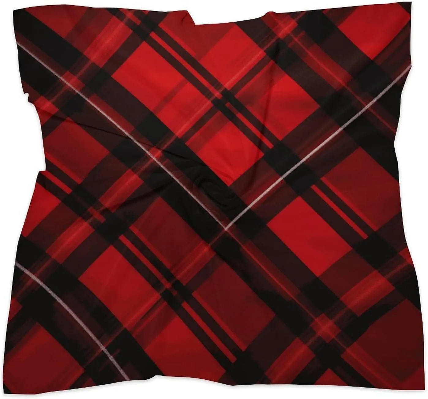 25" Silk Scarf Lightweight Satin Red And Black Plaid Head Scarf Fashion Neck Head Scarves Headband Silk Scarves for Women Men Boho Hair Wrap Kerchief Hair Bandanas Square Neckerchief