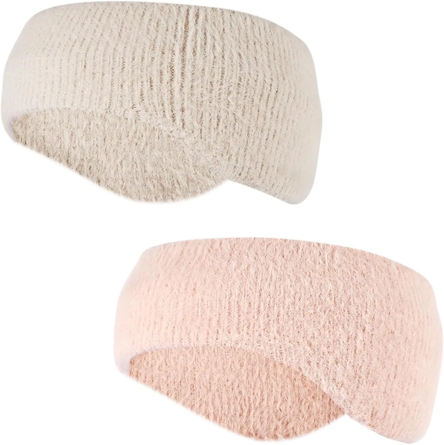 2pcs Winter Ear Warmers, Stretchy Ear Covers Sweatband Running Ear Warmer Headband Soft Fuzzy Knit Fleece Winter Ear Muff for Cold Weather Men Women