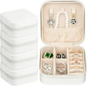 4 Pack White Small Jewelry Box, Bridesmaid Proposal Gifts for Wedding Day, Mini Portable Travel Jewelry Case, Velvet Jewelry Storage Organizer Box, Valentines DayGift for Women Girl