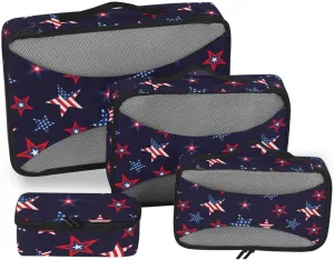 4 Pcs Travel Packing Cubes for Suitcases American Stars Travel Packing Cubes Visible Luggage Cubes Organizers Suitcase Organizer Bags Set