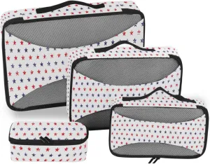 4 Pcs Travel Packing Cubes for Suitcases Blue White Stars Travel Packing Cubes Visible Luggage Cubes Organizers Suitcase Organizer Bags Set