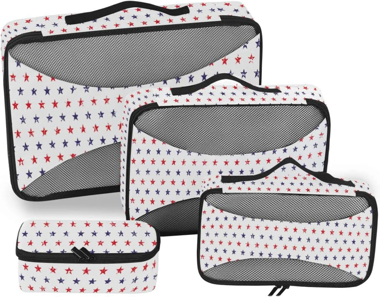 4 Pcs Travel Packing Cubes for Suitcases Blue White Stars Travel Packing Cubes Visible Luggage Cubes Organizers Suitcase Organizer Bags Set
