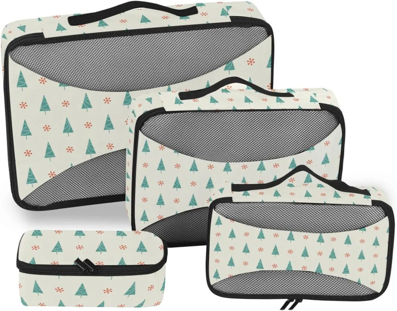 4 Pcs Travel Packing Cubes for Suitcases Christmas Trees Travel Packing Cubes Visible Luggage Cubes Organizers Suitcase Organizer Bags Set