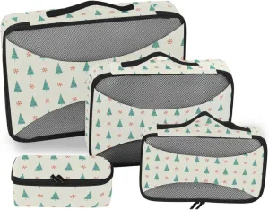 4 Pcs Travel Packing Cubes for Suitcases Christmas Trees Travel Packing Cubes Visible Luggage Cubes Organizers Suitcase Organizer Bags Set