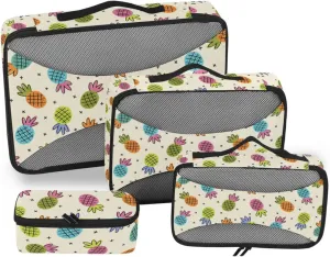 4 Pcs Travel Packing Cubes for Suitcases Colorful Pineapples Travel Packing Cubes Visible Luggage Cubes Organizers Suitcase Organizer Bags Set