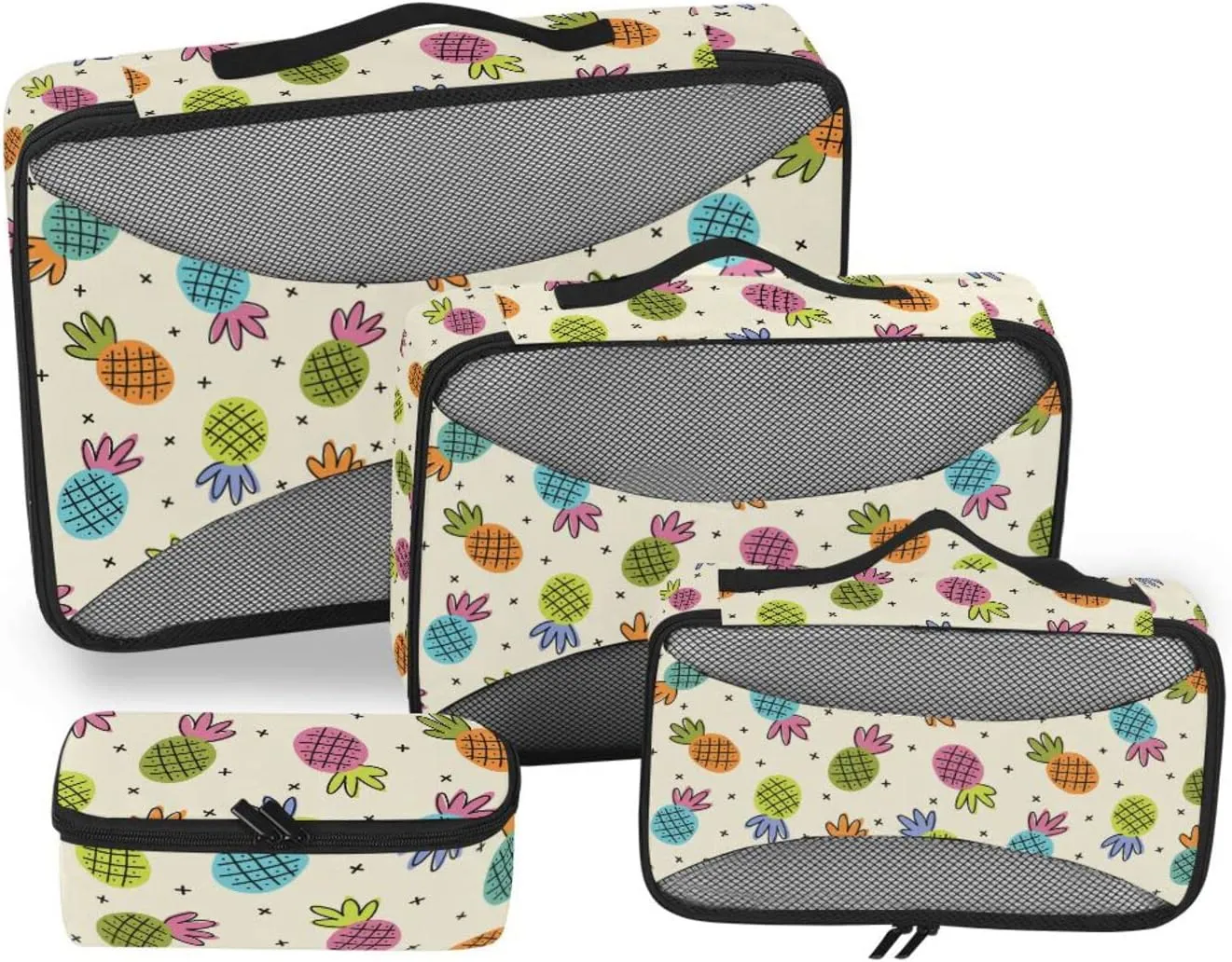 4 Pcs Travel Packing Cubes for Suitcases Colorful Pineapples Travel Packing Cubes Visible Luggage Cubes Organizers Suitcase Organizer Bags Set