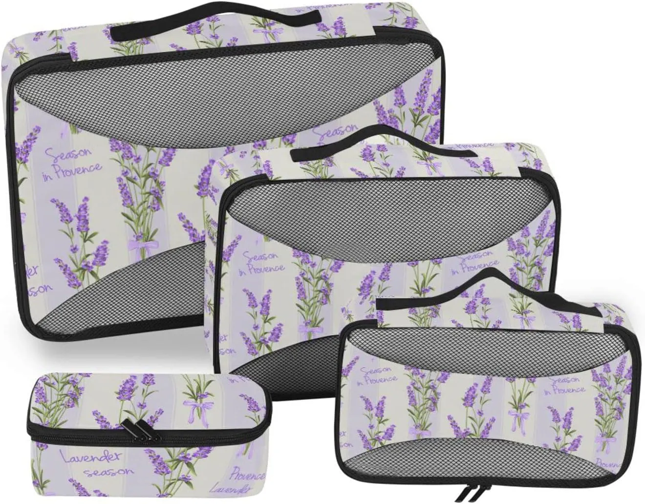 4 Pcs Travel Packing Cubes for Suitcases Lavender Flowers 2 Travel Packing Cubes Visible Luggage Cubes Organizers Suitcase Organizer Bags Set