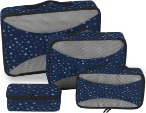 4 Pcs Travel Packing Cubes for Suitcases Raster Snowflakes Travel Packing Cubes Visible Luggage Cubes Organizers Suitcase Organizer Bags Set