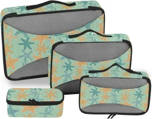 4 Pcs Travel Packing Cubes for Suitcases Sea Stars Travel Packing Cubes Visible Luggage Cubes Organizers Suitcase Organizer Bags Set