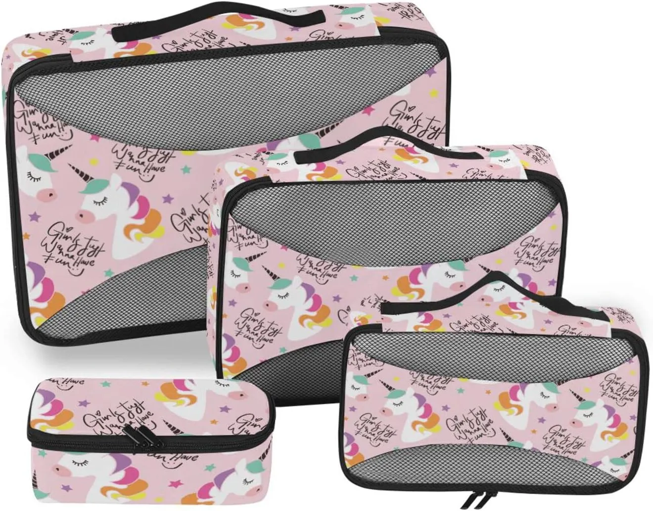 4 Pcs Travel Packing Cubes for Suitcases Unicorn Travel Packing Cubes Visible Luggage Cubes Organizers Suitcase Organizer Bags Set