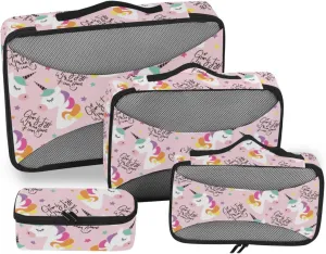 4 Pcs Travel Packing Cubes for Suitcases Unicorn Travel Packing Cubes Visible Luggage Cubes Organizers Suitcase Organizer Bags Set