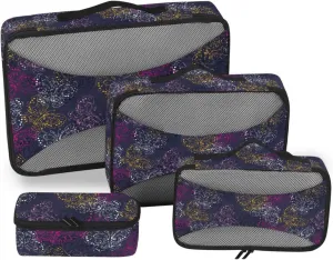 4 Pcs Travel Packing Cubes for Suitcases Vintage Butterflies Travel Packing Cubes Visible Luggage Cubes Organizers Suitcase Organizer Bags Set