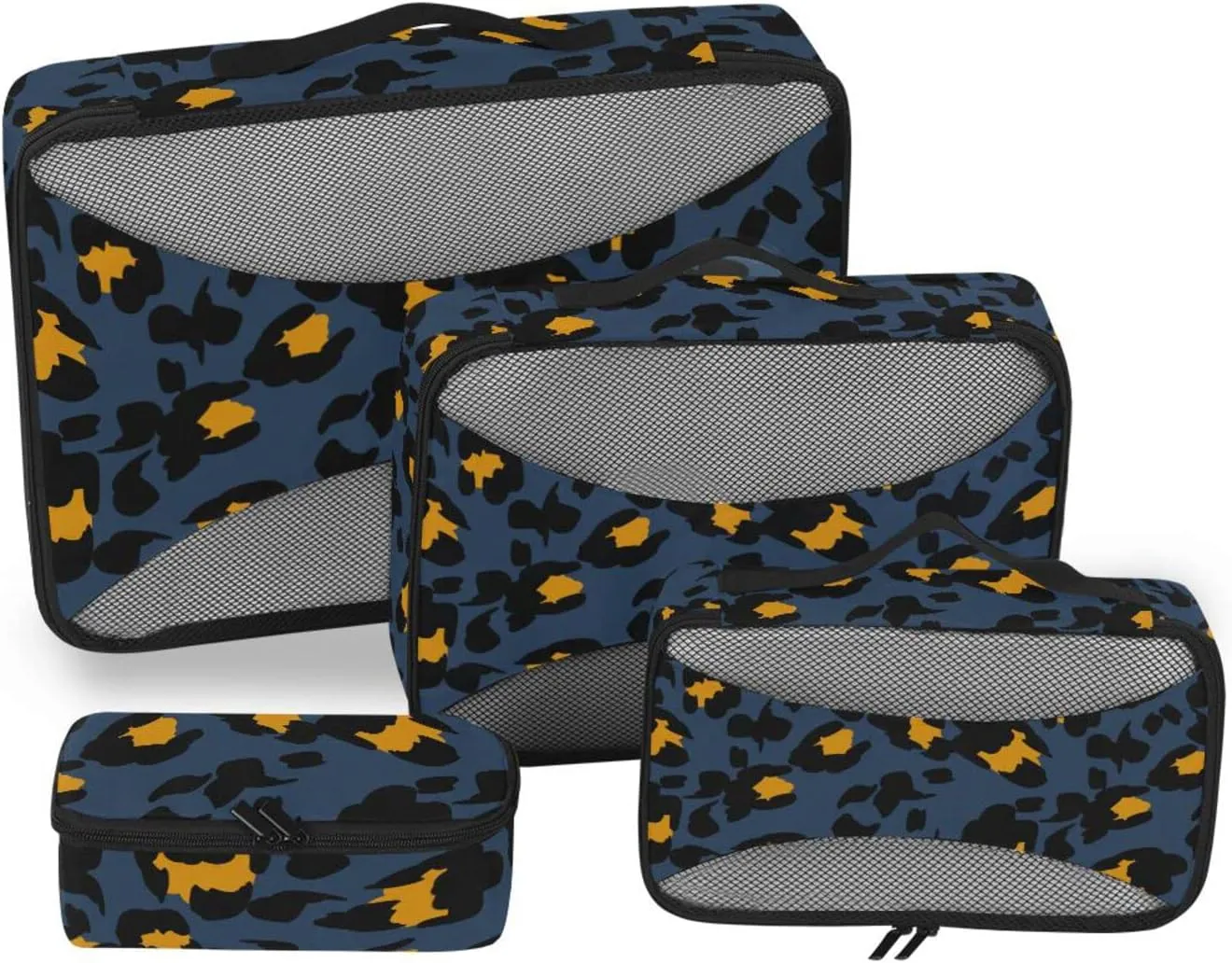 4 Pcs Travel Packing Cubes for Suitcases Yellow Leopard Designs Travel Packing Cubes Visible Luggage Cubes Organizers Suitcase Organizer Bags Set