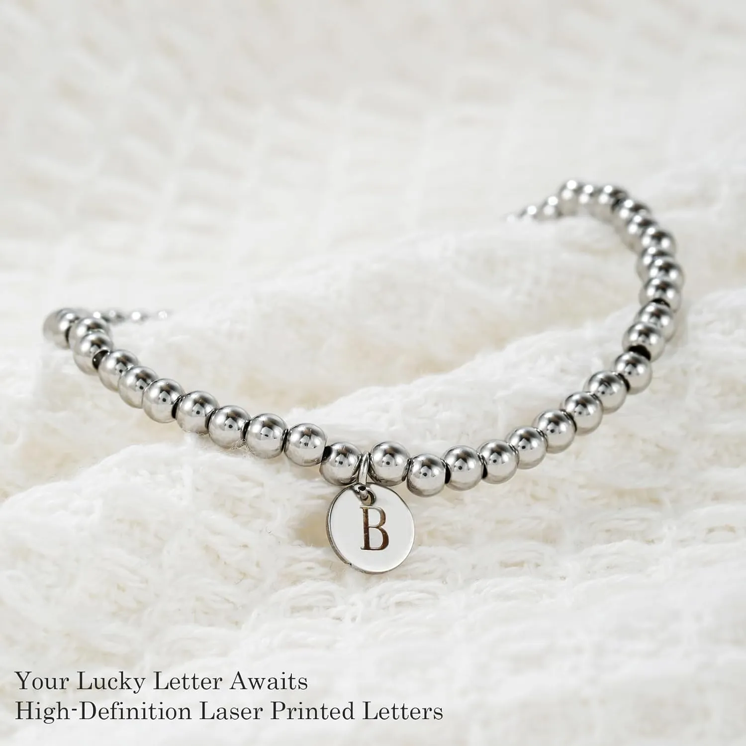 5PCS Gold Bracelets for Women, 18K Gold Plated Dainty Initial Charm Bracelets Set, Adjustable Layered Figaro & Bead Chain Gift for Women