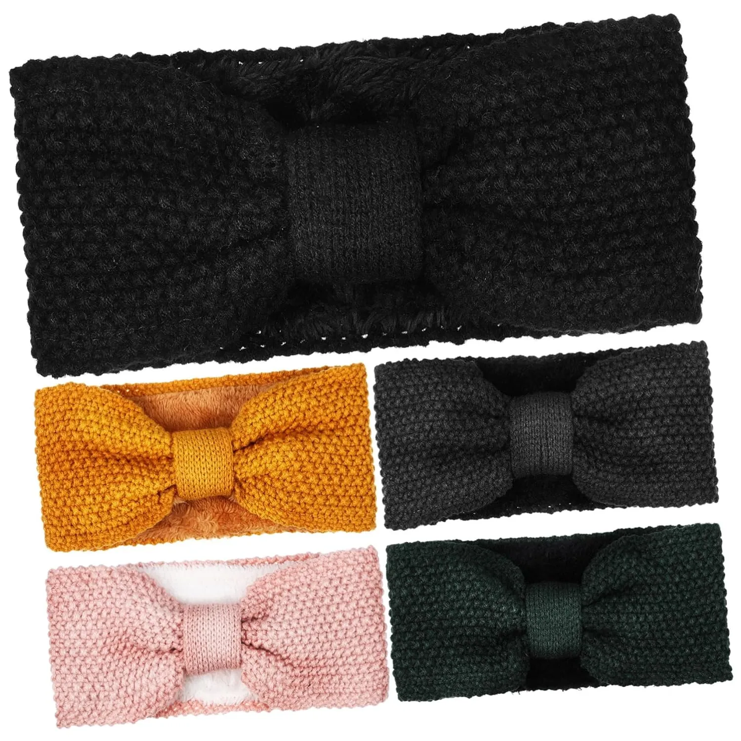 5Pcs Knitted Knot Hairbands for Women Elastic Comfortable Headband Simple Cross Knotted Fashion Hair Accessories Ginger