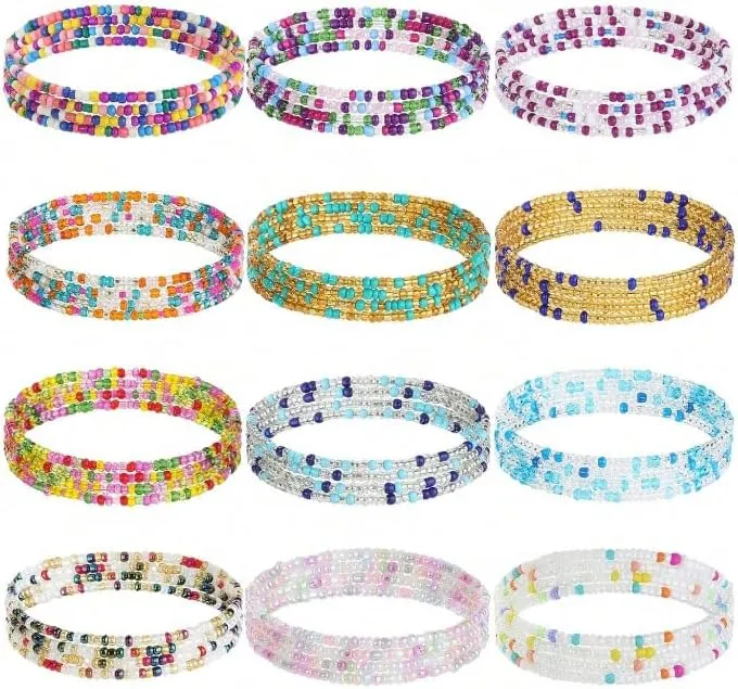 6Pcs Ramdom Colors African Waist Beads Chain Layered Belly Body Chain Beach Waist Jewelry Body Accessories for Women