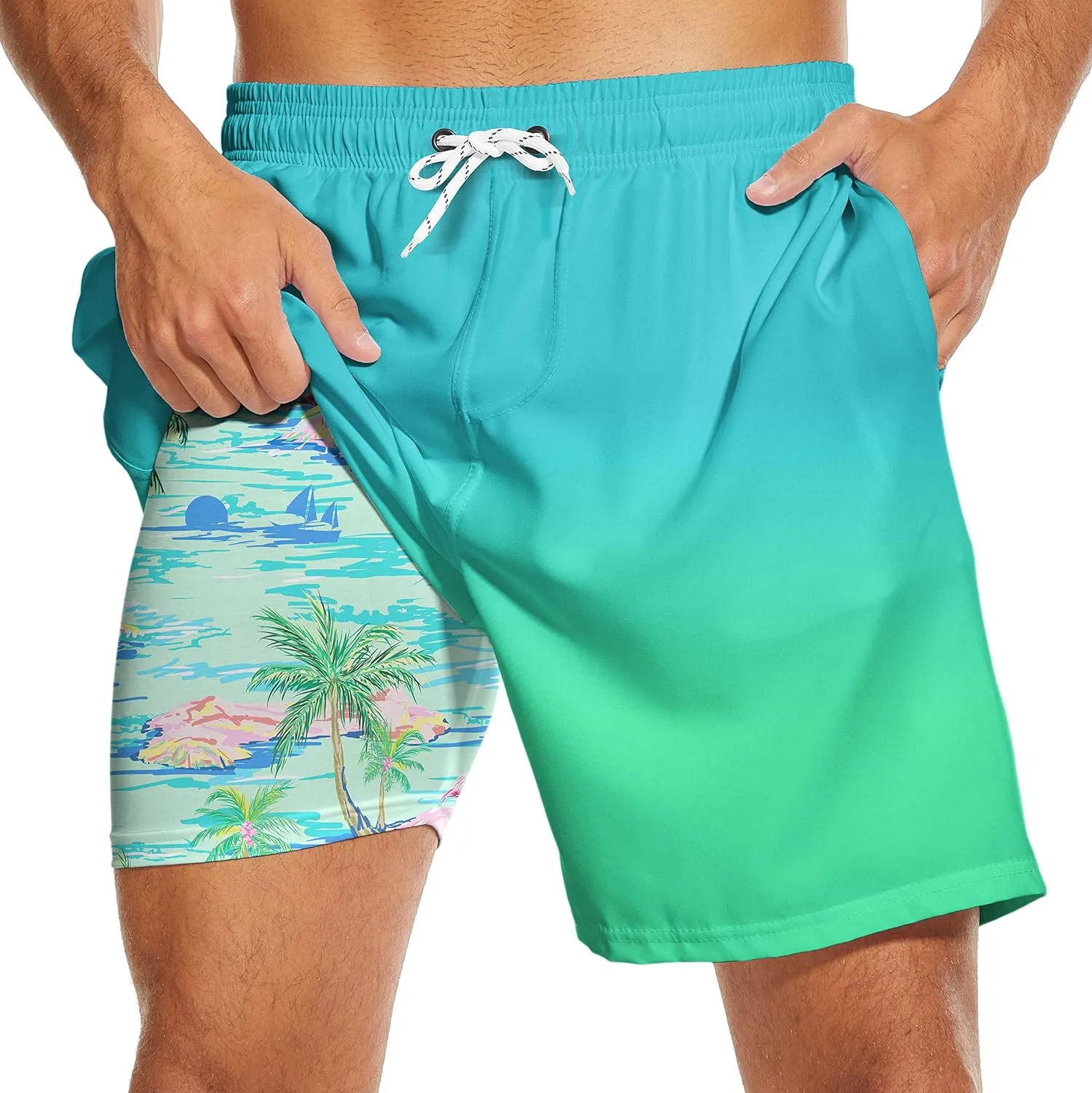 80s Shorts for Men 90s Swim Trunks Retro 80s Summer Party Shorts 90s Shorts Quick Dry Swimming Shorts with Mesh Lining