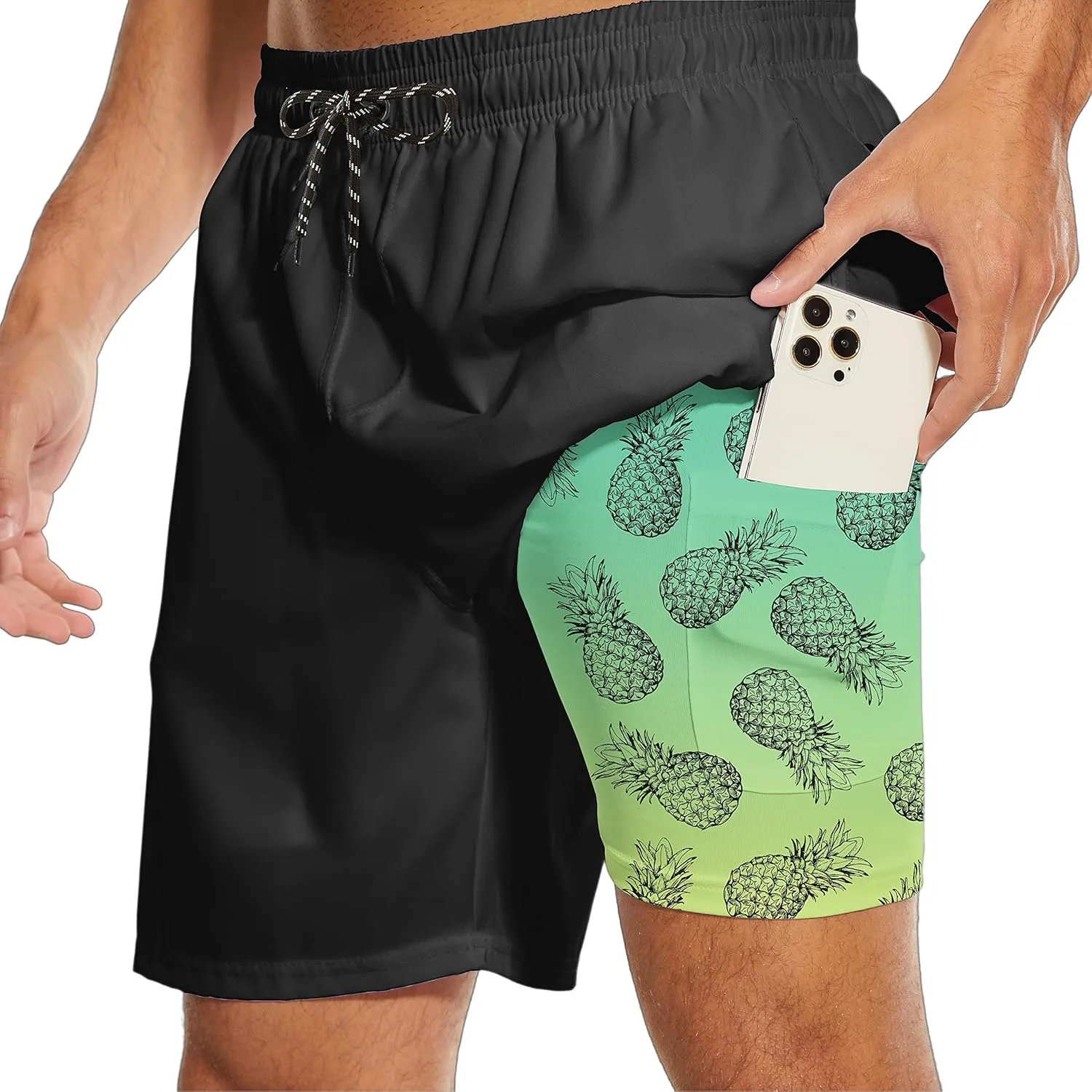 80s Shorts for Men 90s Swim Trunks Retro 80s Summer Party Shorts 90s Shorts Quick Dry Swimming Shorts with Mesh Lining