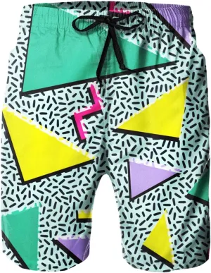 80s Shorts for Men 90s Swim Trunks Retro 80s Summer Party Shorts 90s Shorts Quick Dry Swimming Shorts with Mesh Lining