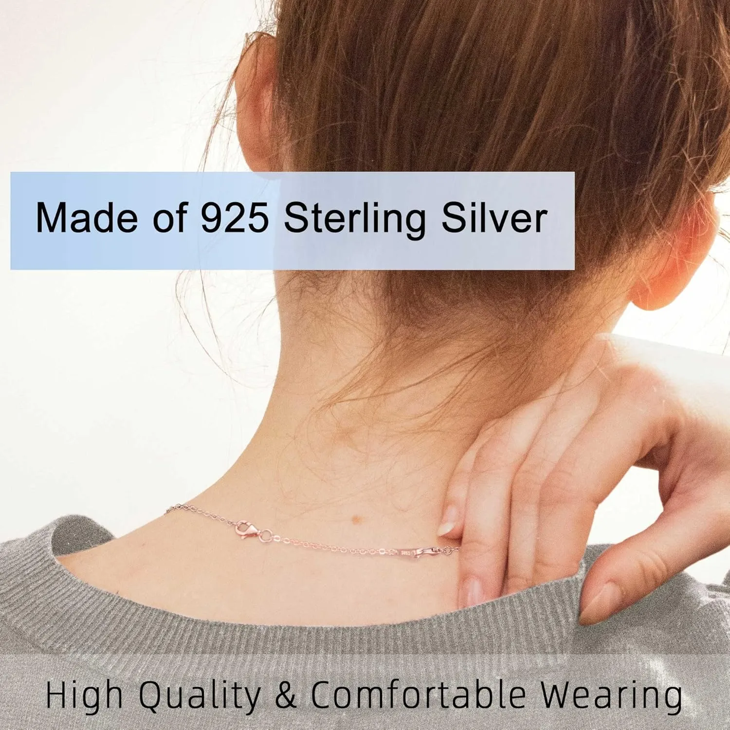 925 Sterling Silver Necklace Extender Rose Gold Necklace Extender Rose Gold Chain Extenders for Necklaces 2", 3", 4" Inches