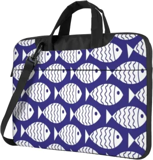 Abstract Fish Pattern Practical 13-15.6 Inch Laptop Bag For Man And Women, Computer Messenger Bag, Trendy Shoulder Strap Design