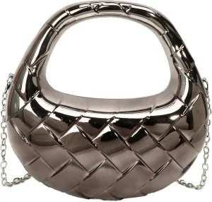 Acrylic Woven Hobos Evening Bags Women Shoulder Crossbody Purses Clutch Chic Handbag with Detachable Chain